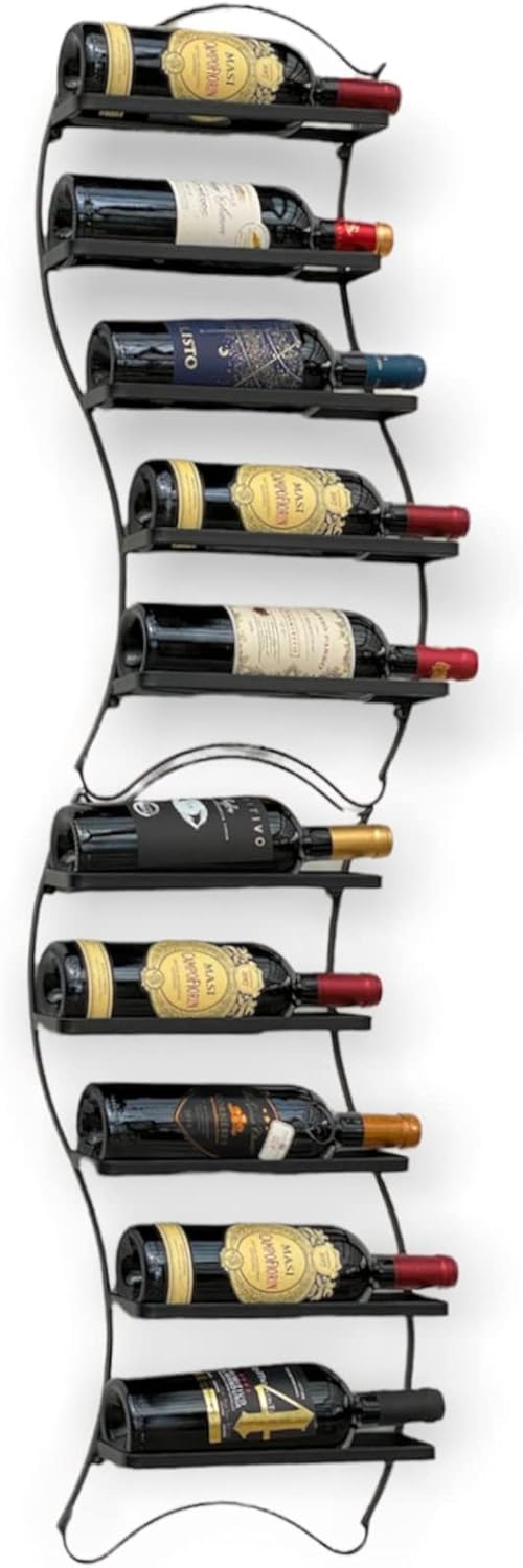 DanDiBo 2er Set Weinregal Metall Schwarz Wand erweiterbar für 10 Flaschen Lento Flaschenregal 96270