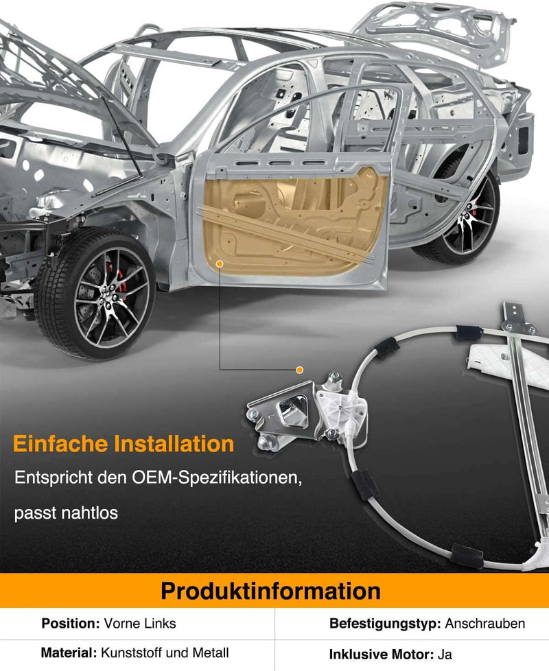 Frankberg Fensterheber Mit Motor Vorne Links Kompatibel mit Cherokee KJ SUV 2.4L 2.5L 2.8L 3.7L 2002