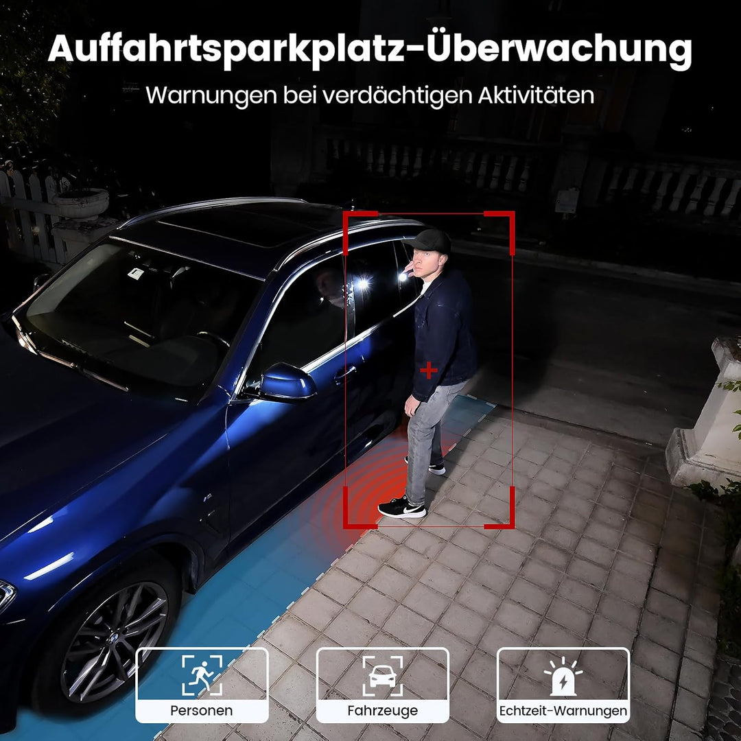 aosu 3K 5MP Überwachungskamera Aussen Solar Akku, 360° PTZ, 2-in-1 Überwachung und Beleuchtung, AI-E