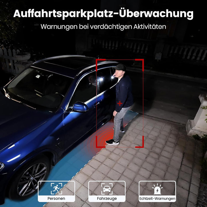 aosu 3K 5MP Überwachungskamera Aussen Solar Akku, 360° PTZ, 2-in-1 Überwachung und Beleuchtung, AI-E
