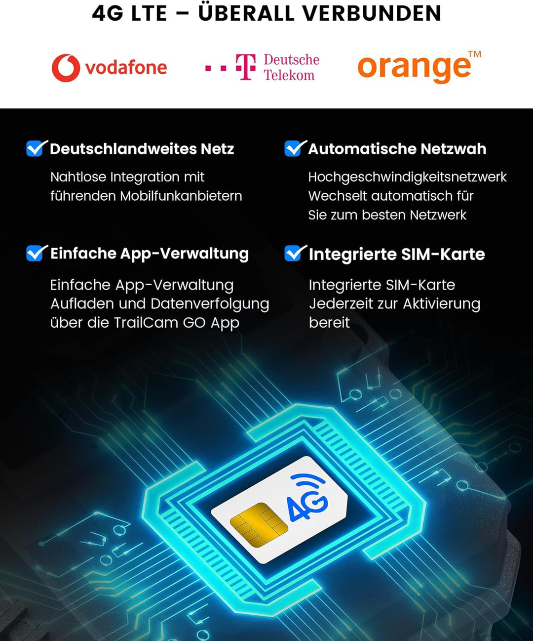 Misstech 4G LTE Wildkamera mit SIM Karte & 5W Solarpanel – 4K Video & 64MP, unsichtbare 940nm Nachts