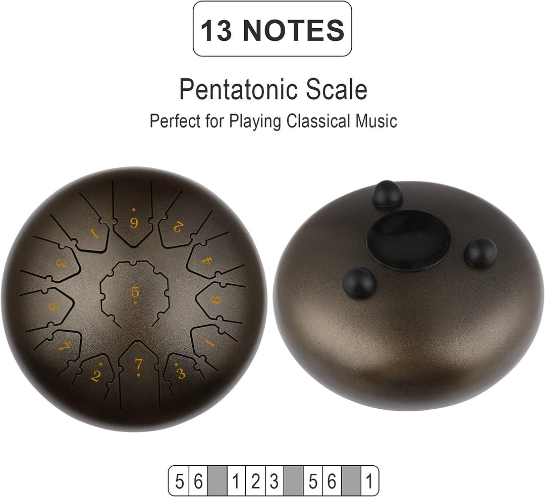 KUD Tongue Drum, 12 Zoll 13 Tone C-Dur Zungentrommel Schlagzeug Instrument, Steel Pan Töne Schlagins