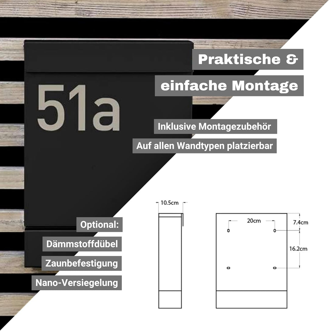 Radius® Designer Briefkasten - personalisiert mit Lasergravur - 10 Jahre Funktions- und Korrosionsga