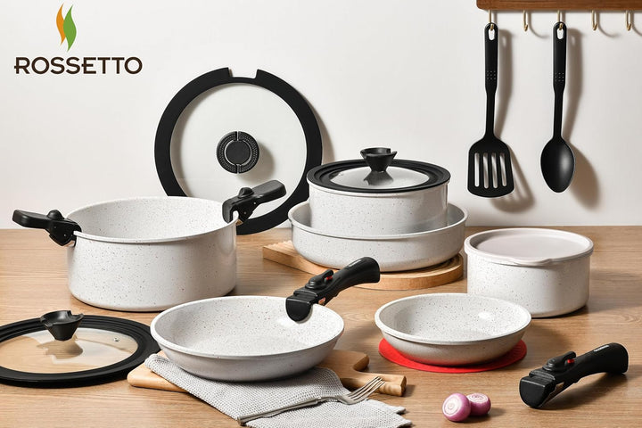 ROSSETTO Topfsets Pfannenset 23-Teilig mit abnehmbarem Griff und keramische Antihaftbeschichtung, st