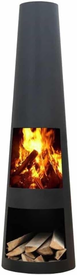 GardenmaxX Original Gartenkamin/Terrassen-Feuerstelle Rengo XL Black, Kamin 145cm Black Edition