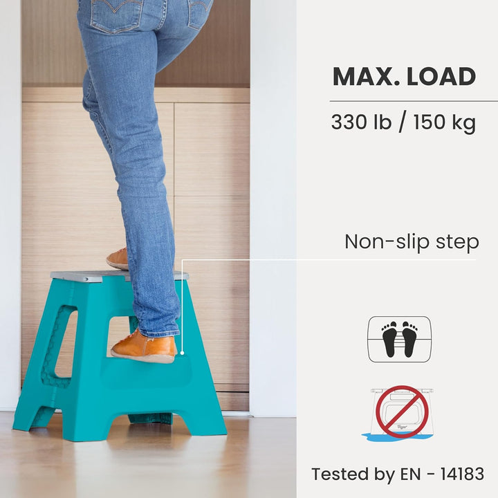 Vigar Kompakte Tritthocker Klappbar für Erwachsene, 40 cm, 2‑Schritt, Klapphocker Faltbar 150 kg rut