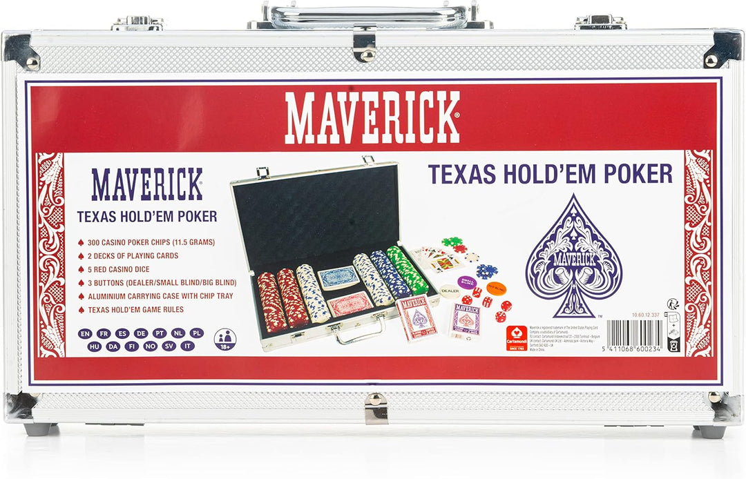 Maverick Grimaud Pokerkoffer mit 300 Chips + 2 Spiele mit 54 Karten, Grau, 130012774