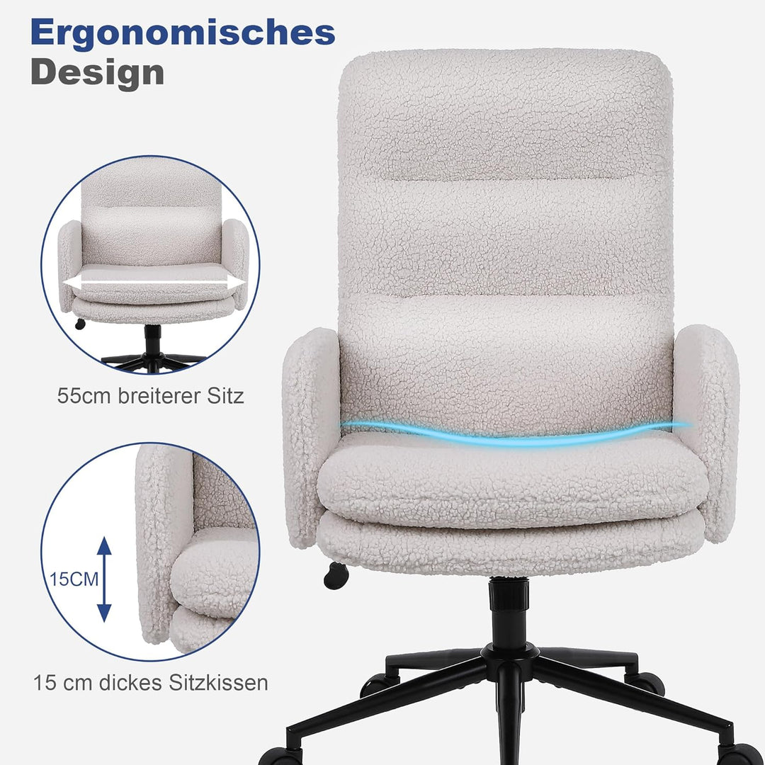 Youhauchair Schreibtischstuhl aus Kaschmir, Bürostuhl Ergonomisch mit hoher Rückenlehne, Bequemer Sc