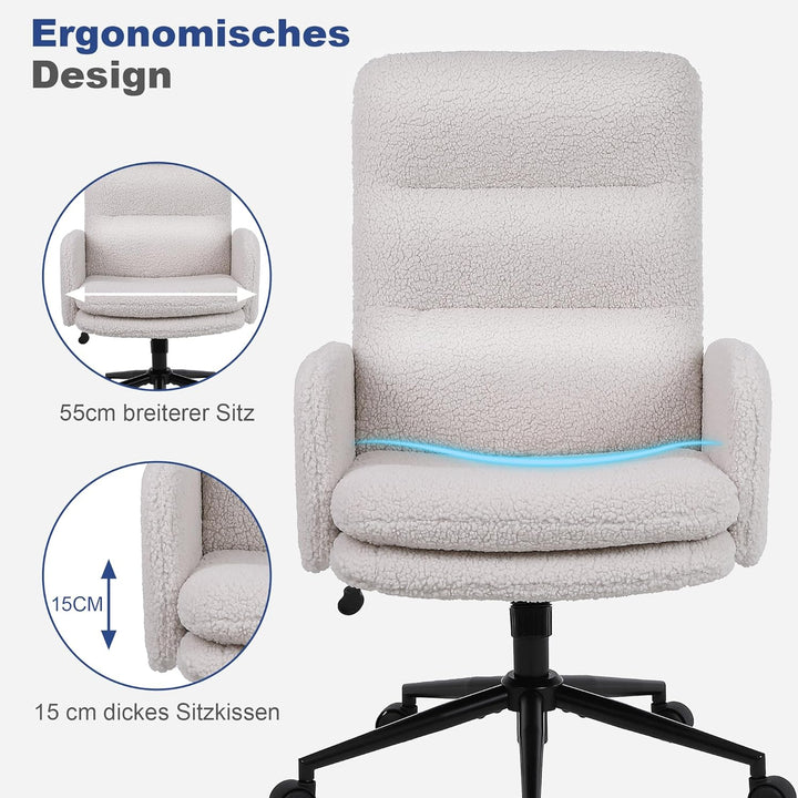 Youhauchair Schreibtischstuhl aus Kaschmir, Bürostuhl Ergonomisch mit hoher Rückenlehne, Bequemer Sc