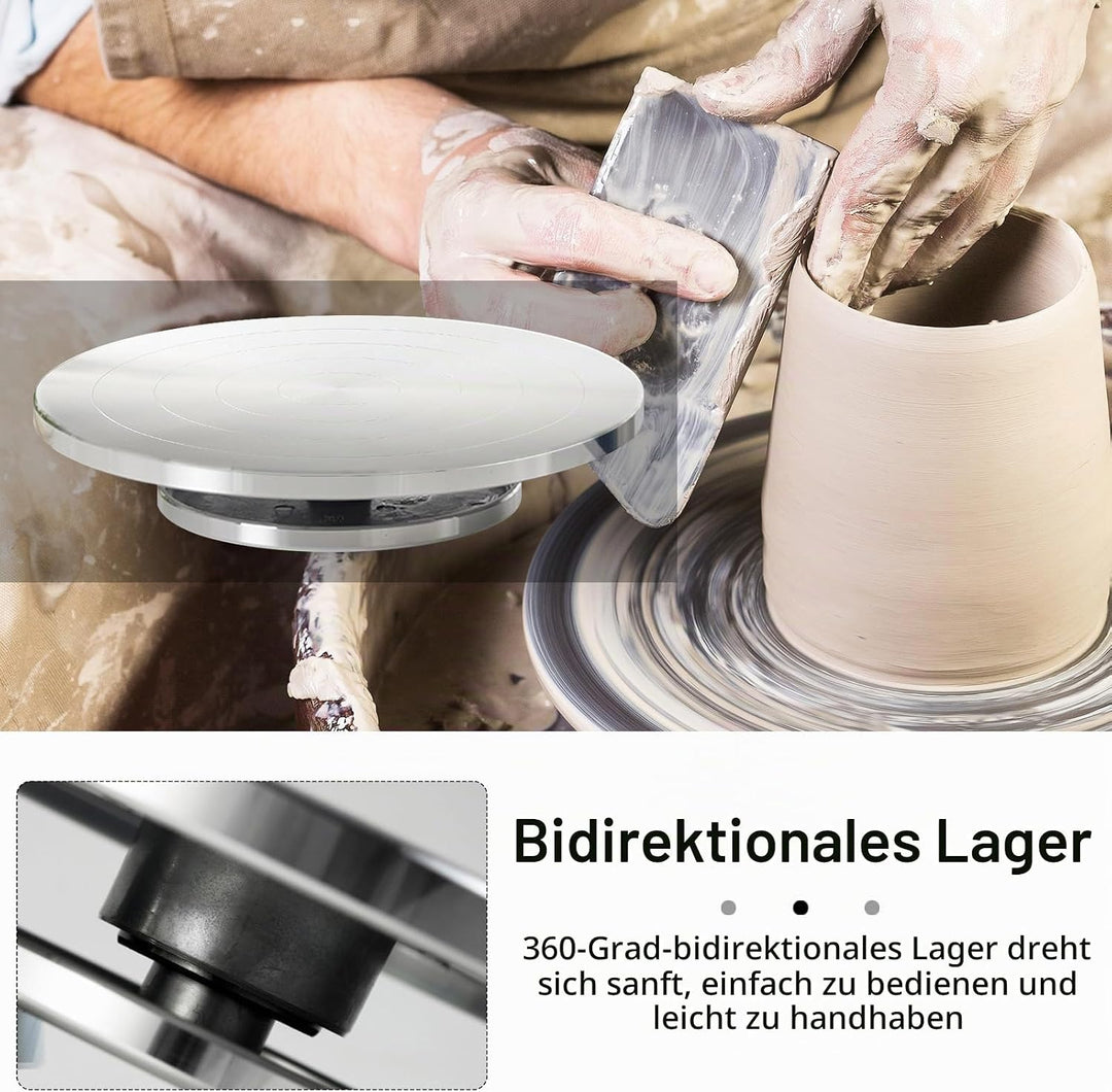 Töpferscheibe, 30cm Aluminium-Drehscheibe Craft Clay Drehteller DIY Tonwerkzeuge Doppelseitige Kuche