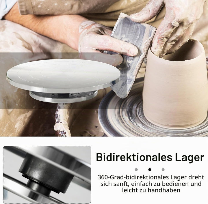 Töpferscheibe, 30cm Aluminium-Drehscheibe Craft Clay Drehteller DIY Tonwerkzeuge Doppelseitige Kuche