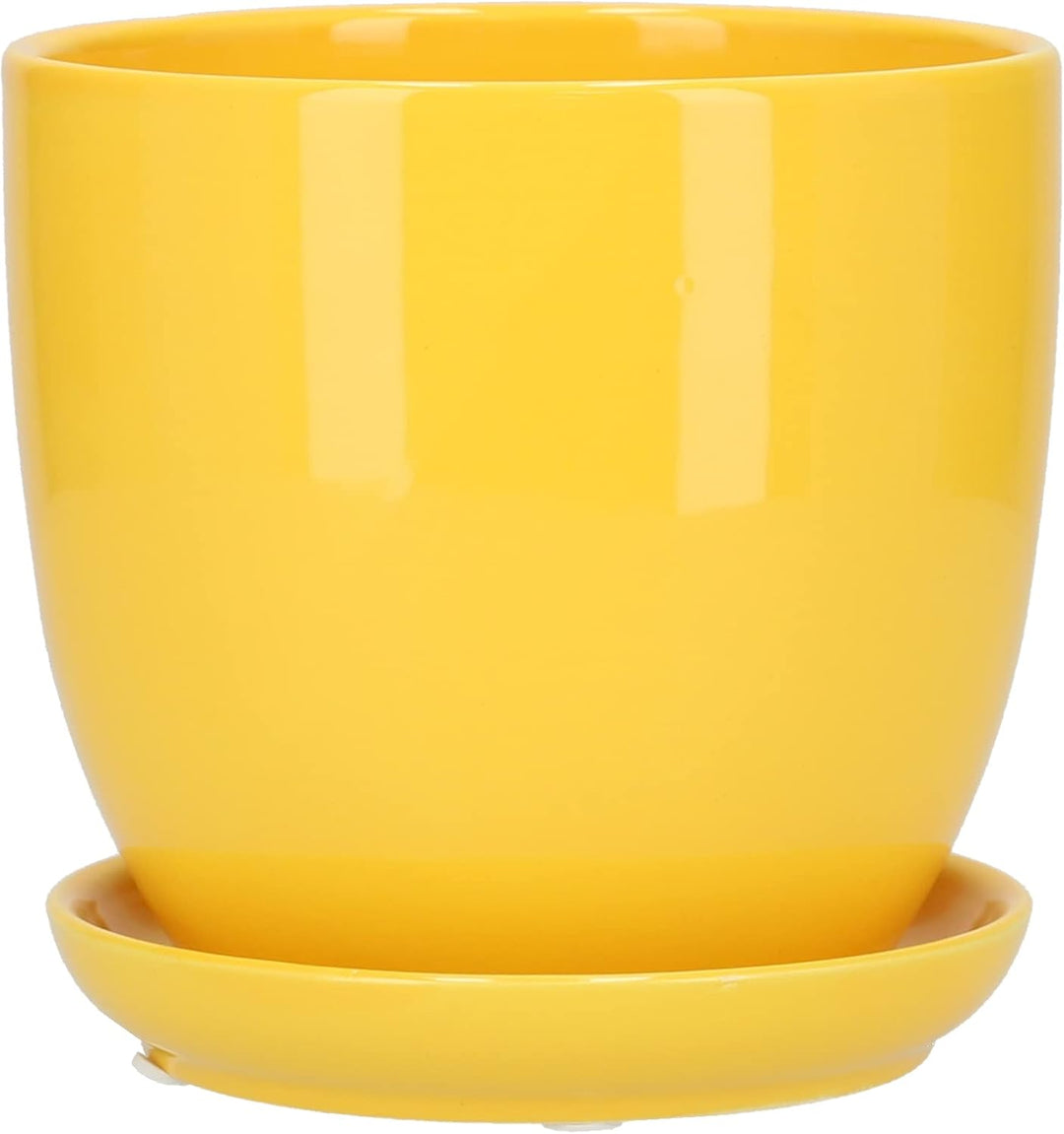 KOTARBAU® 2er Set Keramik Blumentopf Übertopf für Blumen Pflanzen ⌀ 17 cm mit Tropfschale Gelb ⌀ 17