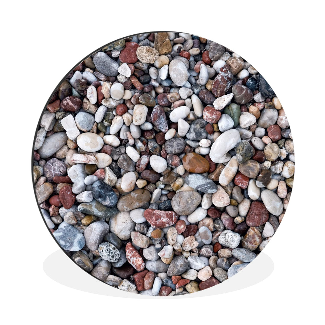 MuchoWow Wandbild Rund Wanddeko Deko Wohnzimmer Bilder 60x60 cm Naturstein - Schotter - Steine, 60x6