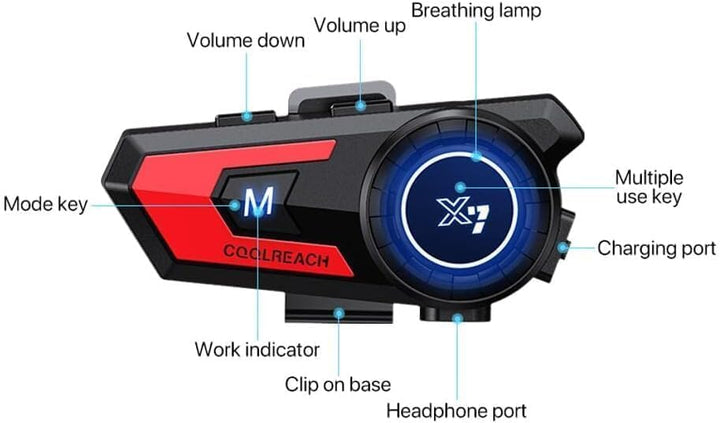 Motorradhelm Bluetooth Motorrad Helm Bluetooth Headset, Sking Kopfhörer Lautsprecher, CVC Geräuschun