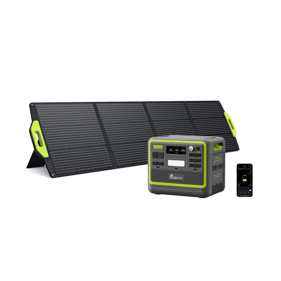 FOSSiBOT F2400 Powerstation mit 200W Solarpanel, Solargenerator 2048Wh LiFePO4 Batterie 230V 2400W 3