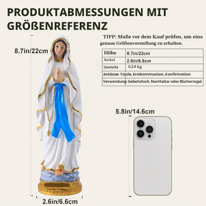QIANLING 22cm Jungfrau Maria Statue, Religiöses Geschenk Gesegnete Mutter Jungfrau Maria Figur, Harz