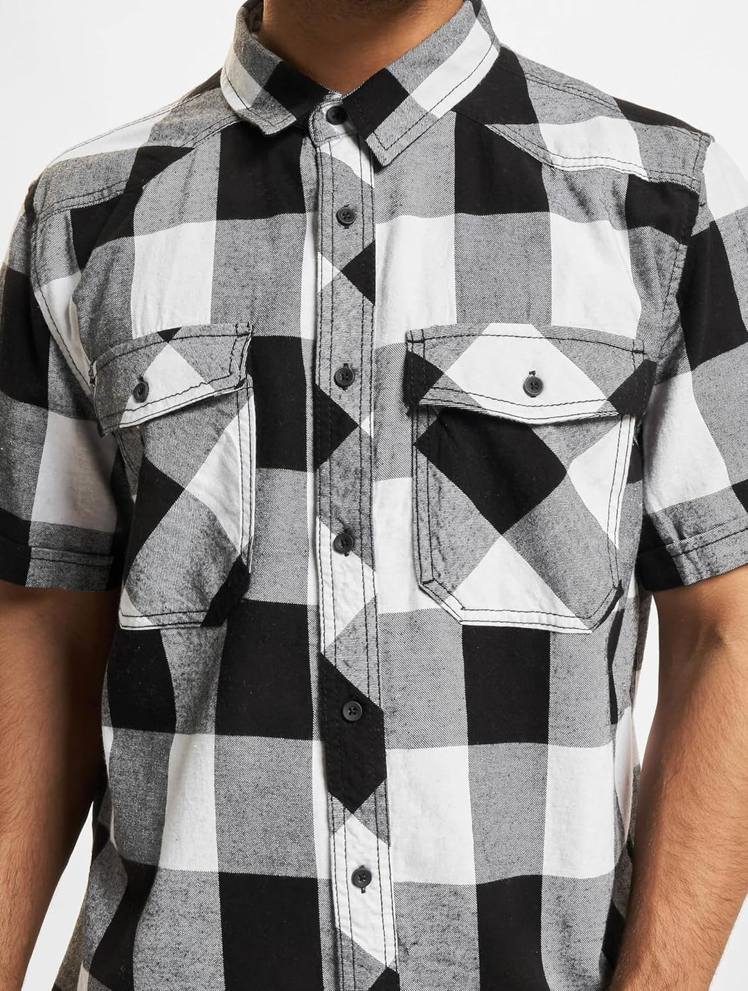 Brandit Check Shirt Herren Kurzarm Single Hemd XXL Weiss-schwarz, Single Hemd XXL Weiss-schwarz