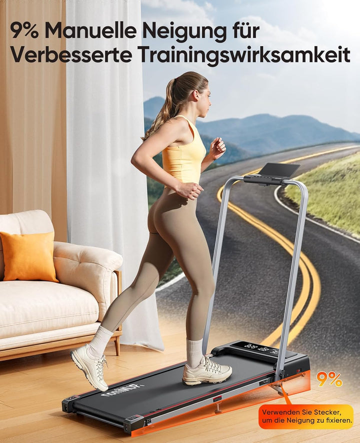 RUNIMON Laufband für Zuhause mit Steigung,6 IN 1 Walking Pad mit 7% Neigung,12km/h Laufband für Zuha