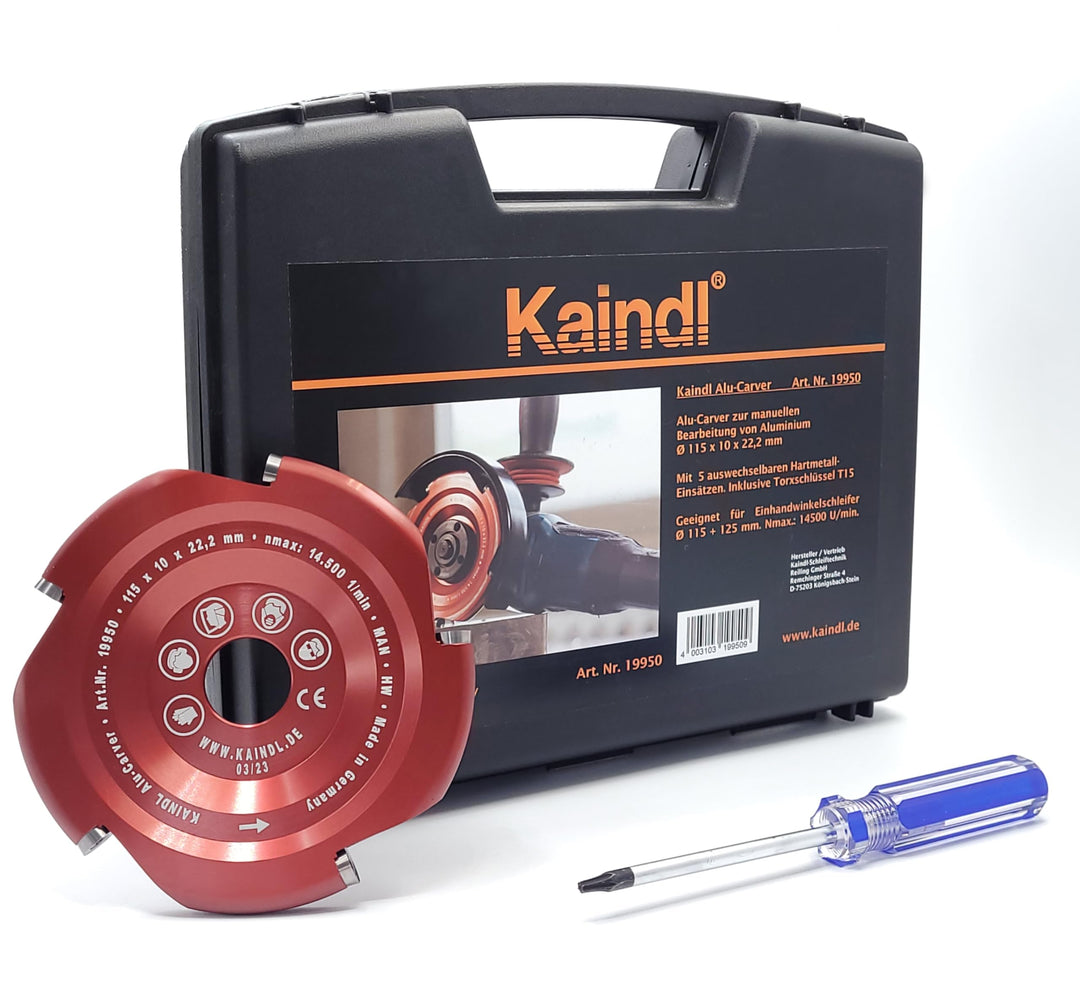 KAINDL Alu-Carver Frässcheibe 115 × 10 × 22,2 mm – Aluminium-Frässcheibe inkl. Zubehör – Spanabtrag