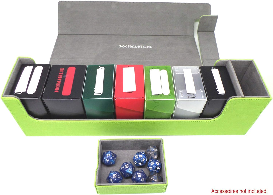 docsmagic.de Premium Magnetic Tray Long Box Light Green Large - Card Deck Storage - Kartenbox Aufbew