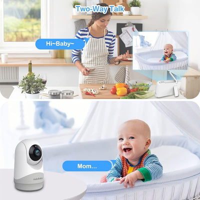 HelloBaby Monitor mit Kamera und Audio, 12,7 cm (5 Zoll) grosser Bildschirm mit 3500 mAh Akku, Ferns