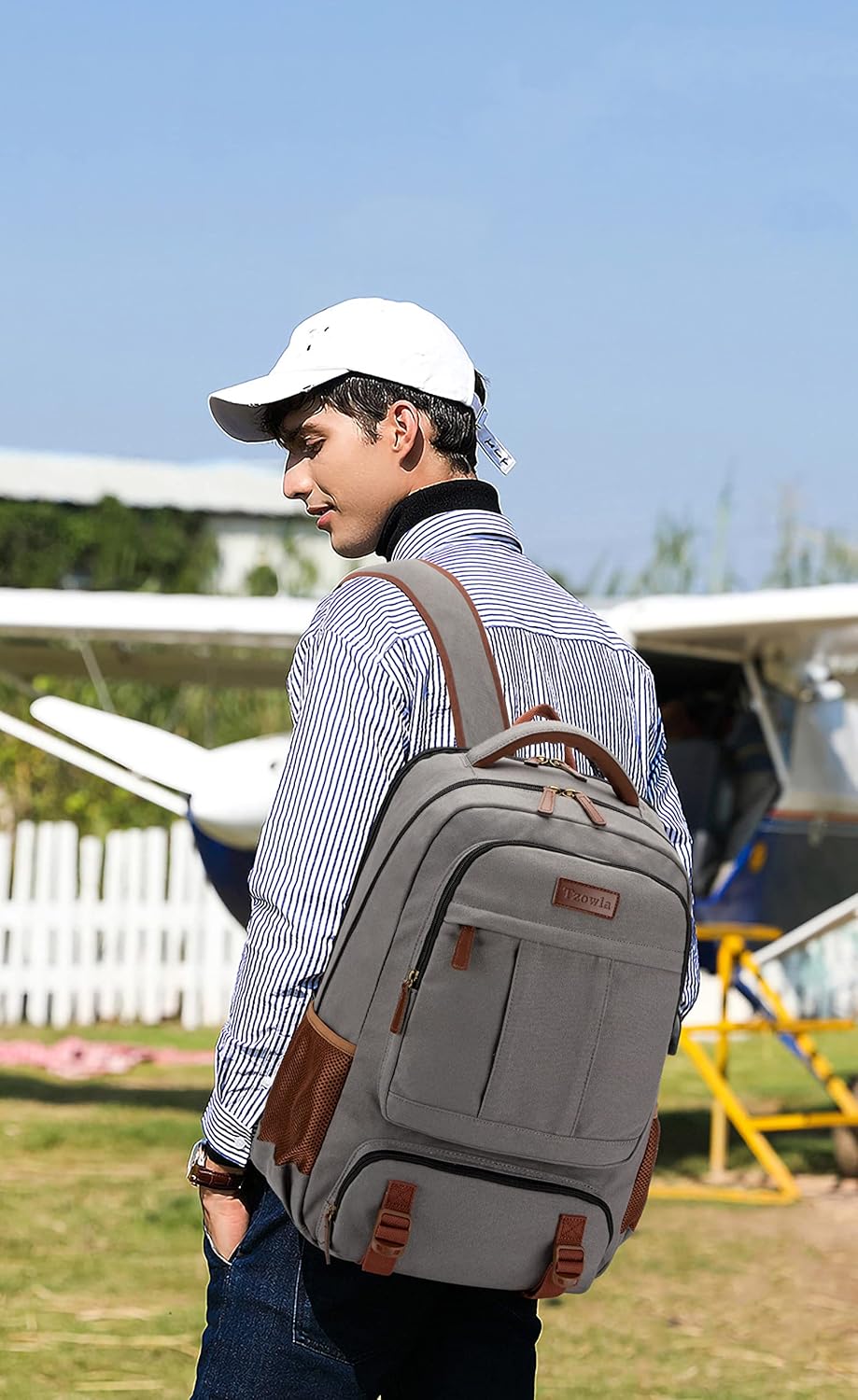 Tzowla Canvas Laptop Rucksack aus Segeltuch,Reise Backpack Tasche Herren und Damen,Arbeit Reiserucks