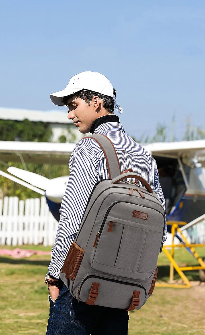 Tzowla Canvas Laptop Rucksack aus Segeltuch,Reise Backpack Tasche Herren und Damen,Arbeit Reiserucks