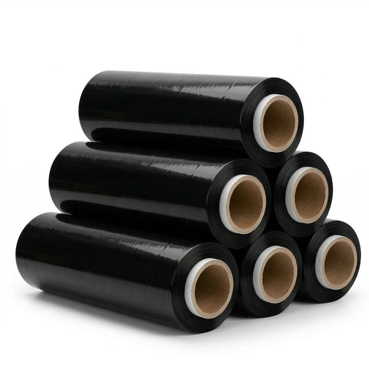 6 Rollen Beste-Folie Stretchfolie 23my 500mm - 2,5kg Palettenfolie Handfolie Wickelfolie (schwarz),