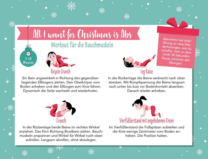 Lasst uns fit und munter sein: Der Fitnessadventskalender mit 24 Workouts gegen den Weihnachtsspeck