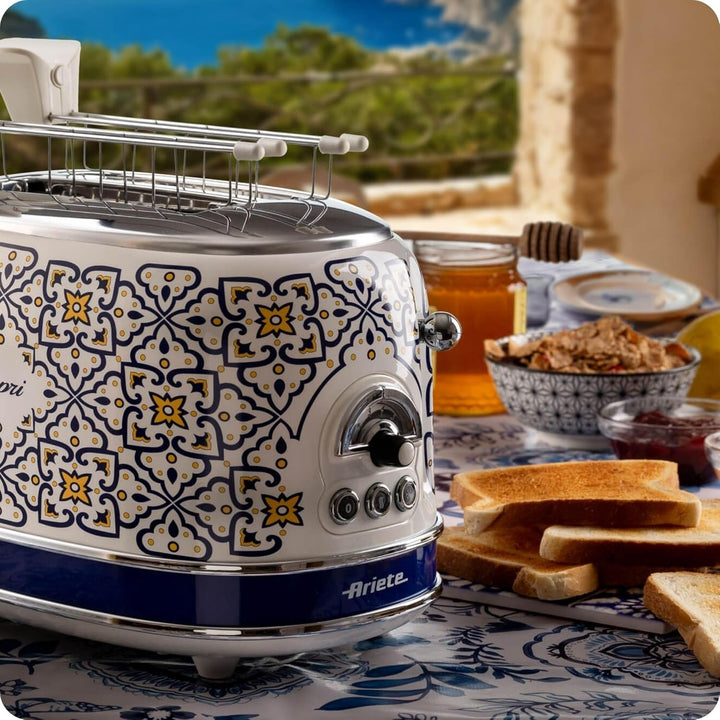 Ariete Toaster 155 capri, Mediterranes Design, 6 Bräunungsstufen mit Automatischem Auswurf, Krümelfa