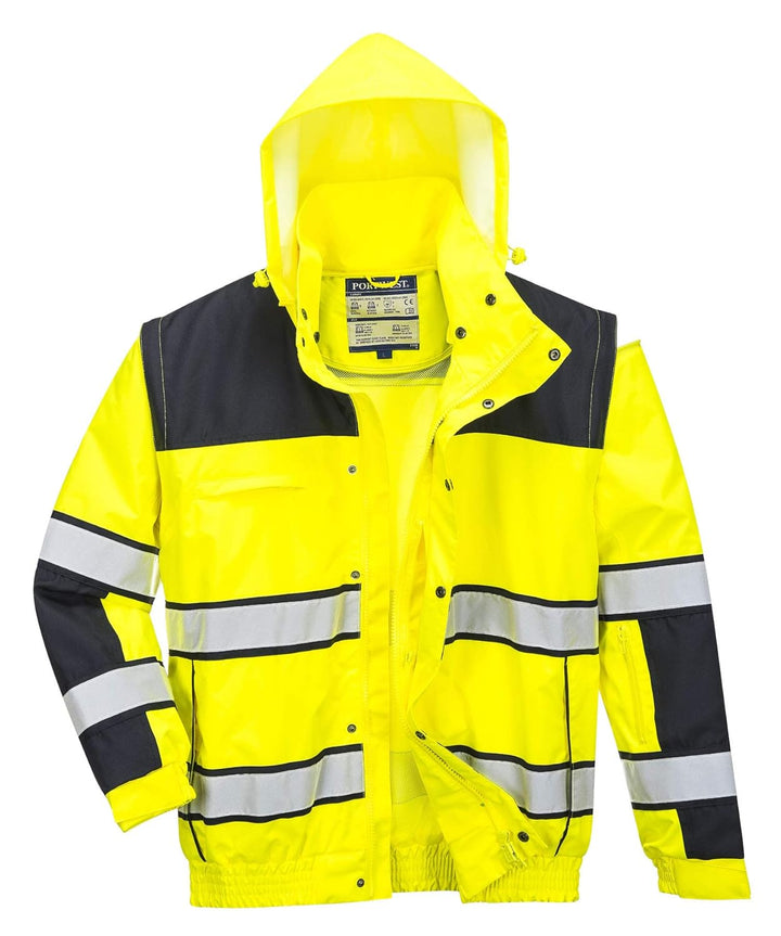 Portwest Klassische Warnschutz-Pilotjacke, Grösse: XL, Farbe: Gelb/Schwarz, C466YBRXL XL gelb / schw