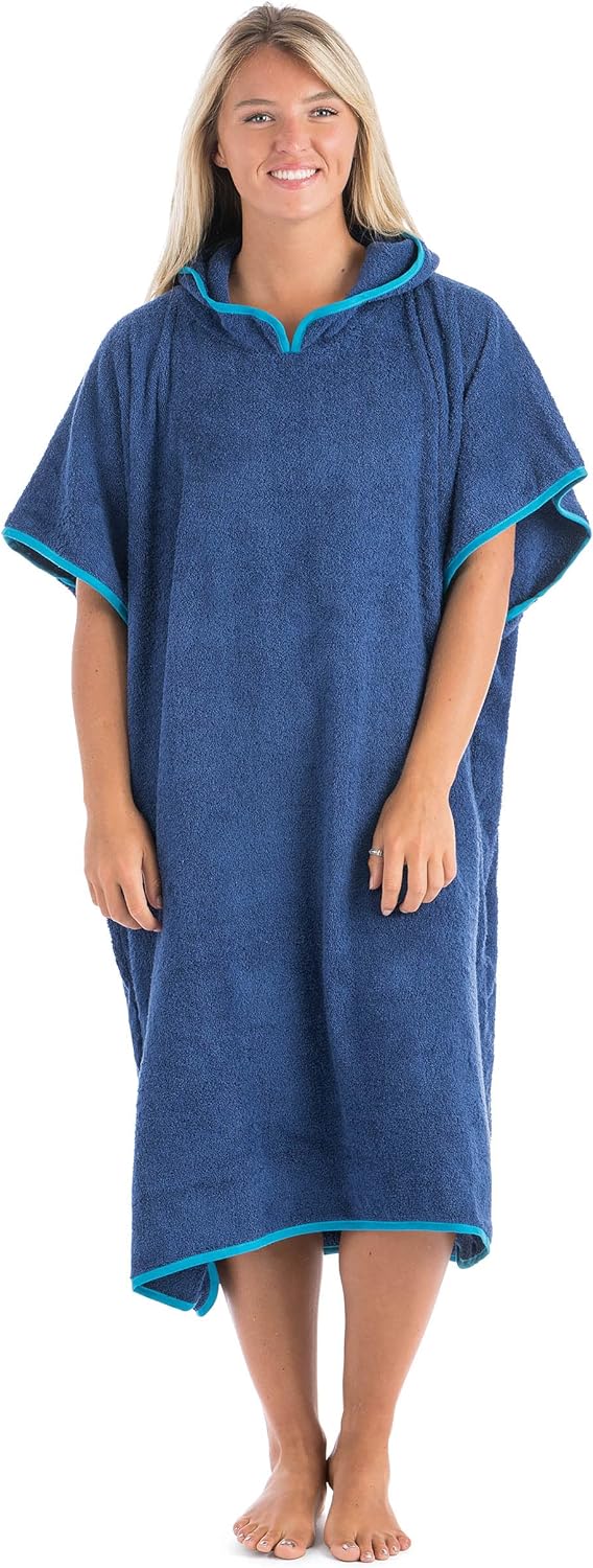 Erwachsene Frottee Poncho BGG1701, Blau, Einheitsgrösse Erwachsene (Einheitsgrösse), Erwachsene (Ein