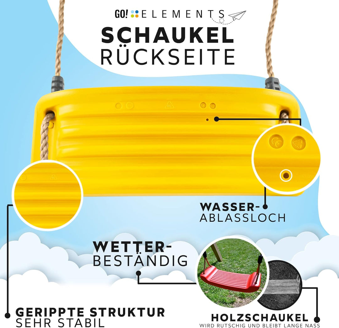 GO!elements Schaukel Garten - Kinderschaukel Outdoor Indoor - Schaukelsitz Schaukelbrett Brettschauk