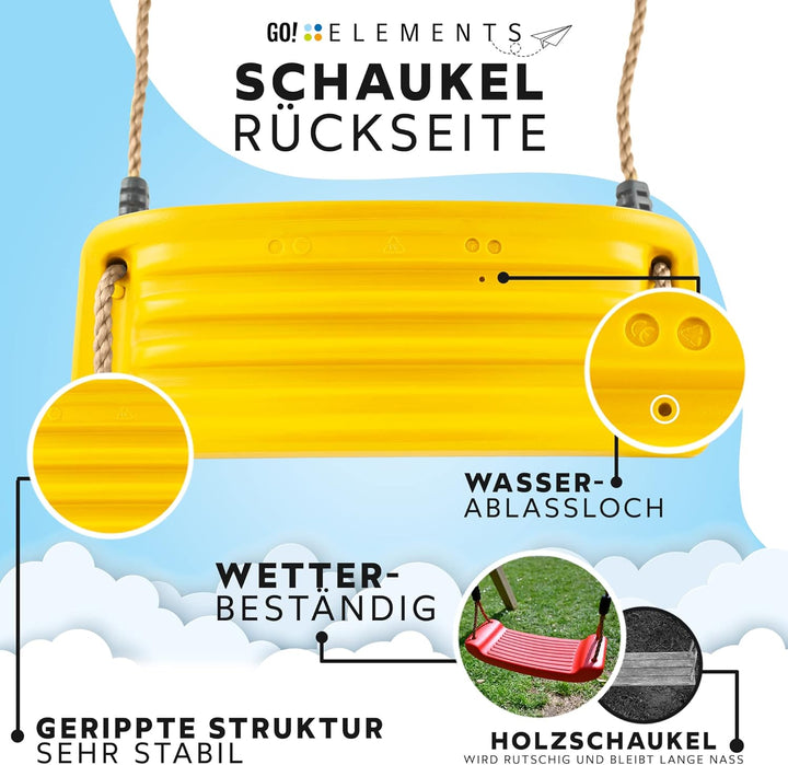 GO!elements Schaukel Garten - Kinderschaukel Outdoor Indoor - Schaukelsitz Schaukelbrett Brettschauk