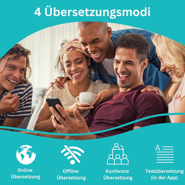 Enence Sofortübersetzer Original, Muama Übersetzer Zwei-Wege-Echtzeit-AI-Sofortübersetzer für 60+ Sp
