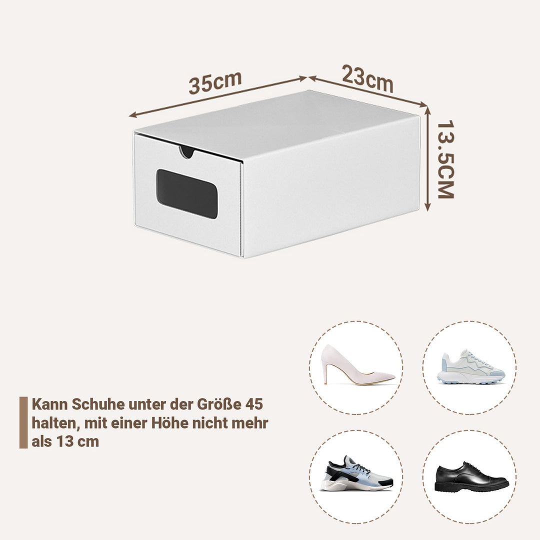35×23×13 cm - 20x Schuhaufbewahrung Reinweiss mit Sichtfenster – Faltbare Schuhbox aus Kraftpapier,