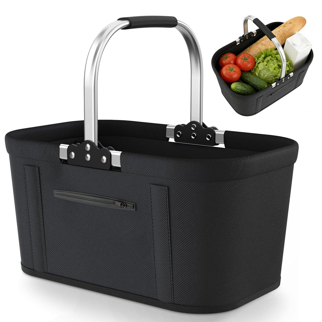 Einkaufskorb Faltbar 30L Gross Einkaufskorb Picknickkorb Tragekorb, Praktischer Klappkorb Einkaufsta