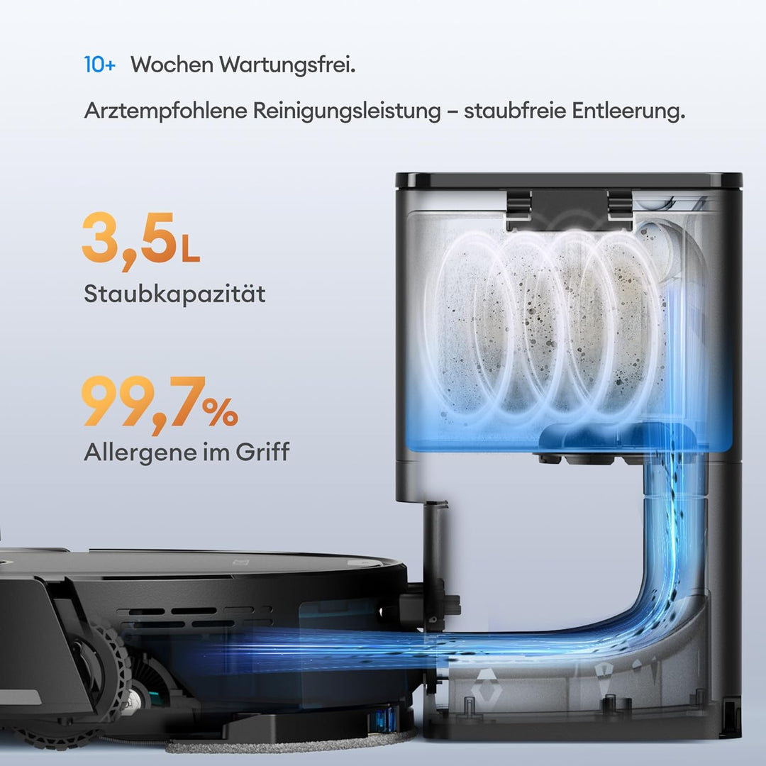 Ultenic T20 Pro Saugroboter mit Wischfunktion 8000 Pa, Staubsauger Roboter mit Absaugstation 3,5 L,