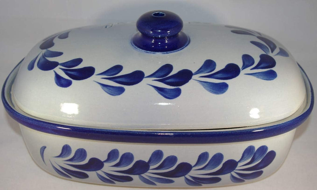 Brottopf 30 cm grau-blau Oval, Steinzeug Westerwald