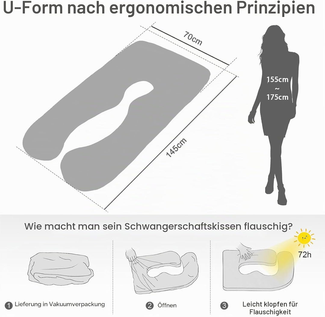 SHANNA Schwangerschaftskissen U Form Seitenschläferkissen Stillkissen Fütternkissen mit Gestrickte B