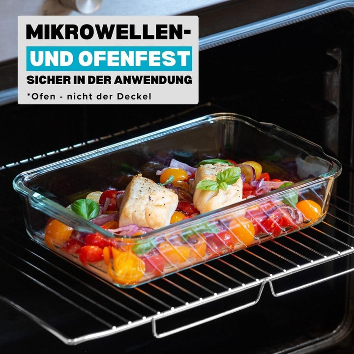 Igluu Meal Prep - Glas-Lasagneform mit luftdichtem Schnappverschluss-Deckel - Grosse rechteckige Bac