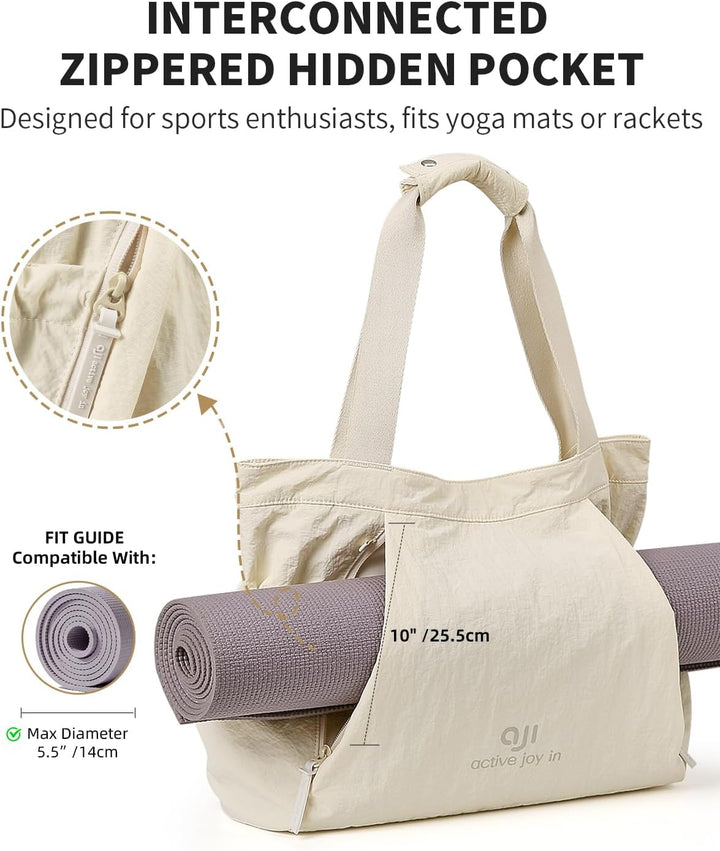 aji Yogatasche, Yoga Tasche mit Nass- und Trockenaufbewahrungstasche und Vielen Fächern, Yogamatte T