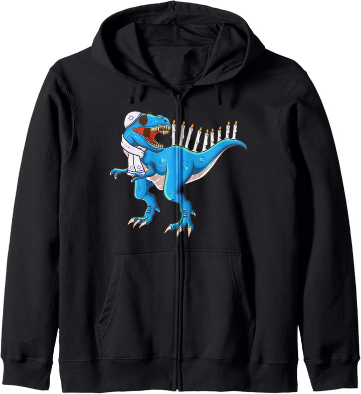 Chanukkah 2021 Dinosaurier Trex Tyrannosaurus Rex Menora jüdische Kapuzenjacke