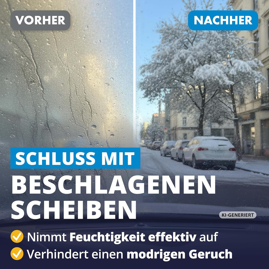 LICARGO Winter Komplett Set - Auto Luftentfeuchter (1kg) - 1x recycelter Eiskratzer - 1x Mikrofaser