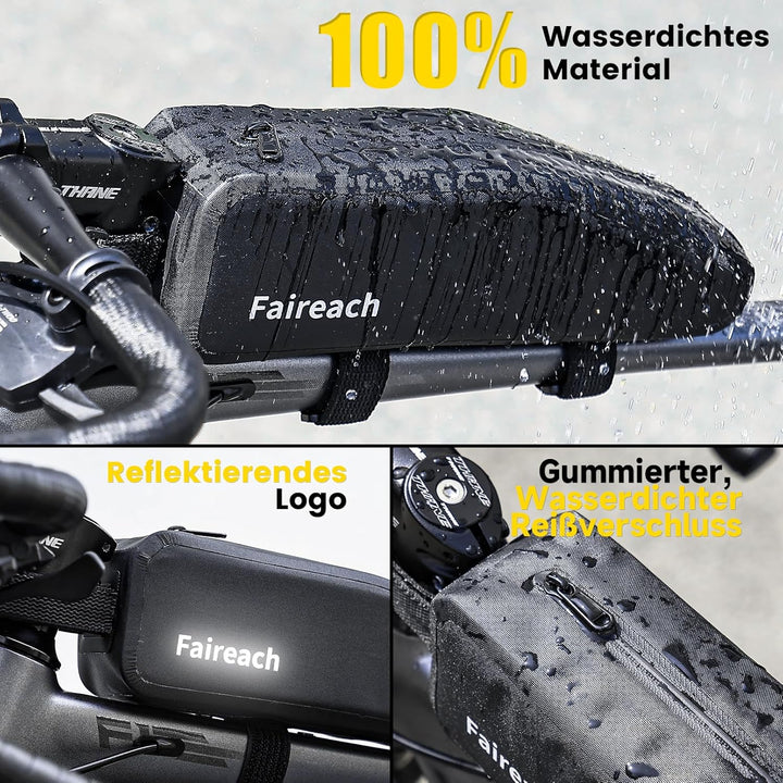 100% wasserdichte Fahrrad Rahmentasche, 1,8L Oberrohrtasche mit Dualem Befestigungssystem, Leichte &amp;