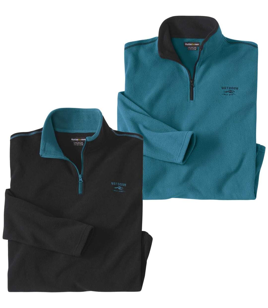 ATLAS FOR MEN - 2er-Pack Microfleece-Pullover - Fleecepullover Herren - Fleece Herren - Fleece Pullo