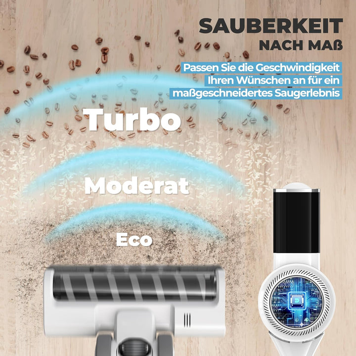 KLAMER Akku Staubsauger, 2-in-1 Staubsauger kabellos & Handstaubsauger, Akkulaufzeit bis 45 min, Akk
