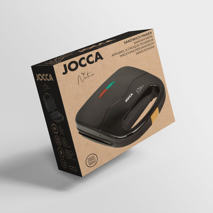 JOCCA Sandwichtoaster für 2 Scheiben, Nature-Linie / antihaftbeschichtete Grillplatten / Leuchtindik