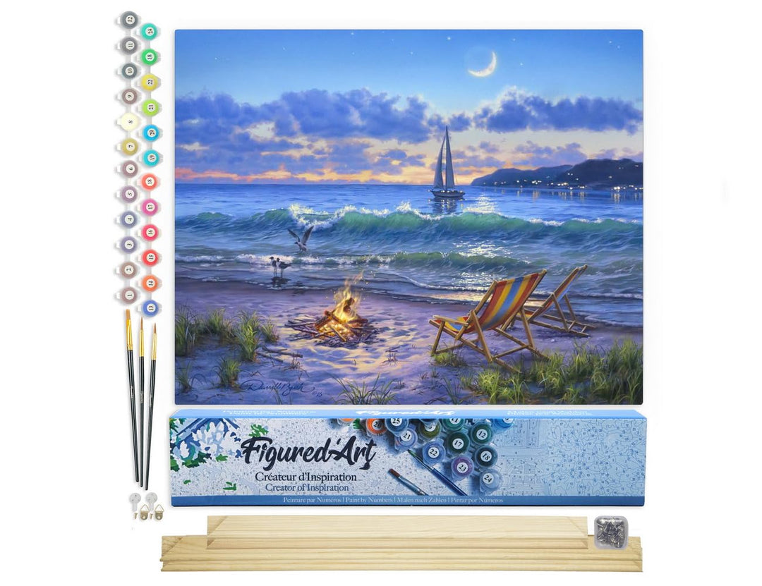 Figured'Art Malen Nach Zahlen Erwachsene Mit Rahmen Abendlicher Strandausblick - Paint by Numbers Ba