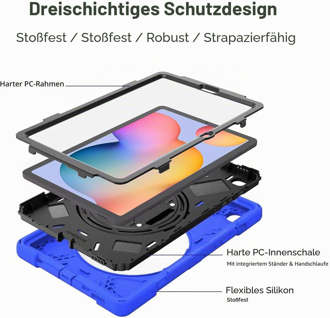 Gerutek Hülle Samsung Galaxy Tab S6 Lite 10,4 Zoll (2024/2022/2020), Stossfeste Robust Panzerhülle m